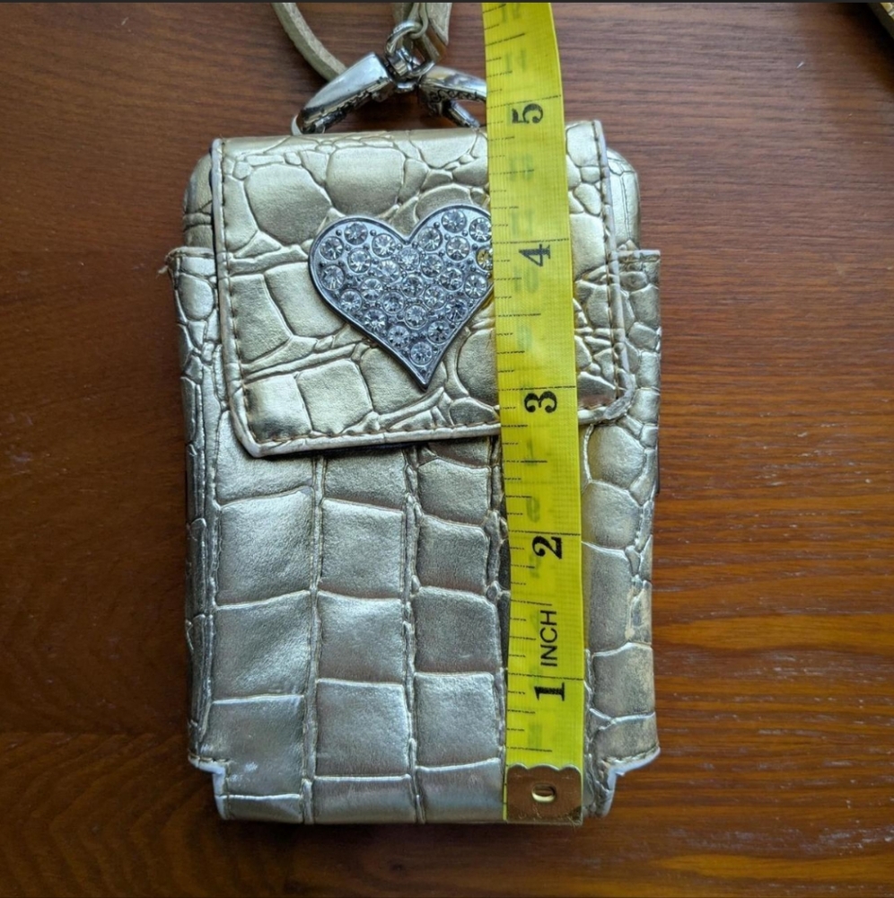 Minimalist Rhinestone Heart Crossbody Phone Purse